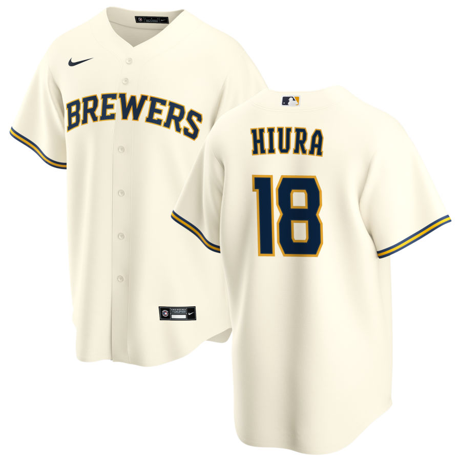 Nike Men #18 Keston Hiura Milwaukee Brewers Baseball Jerseys Sale-Cream
